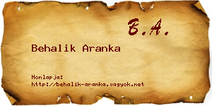 Behalik Aranka névjegykártya